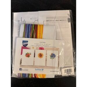 Verdaco 0147922 Cross Stitch Kit Poppy Sunflower Cornflower 4.2 x 6 Inches